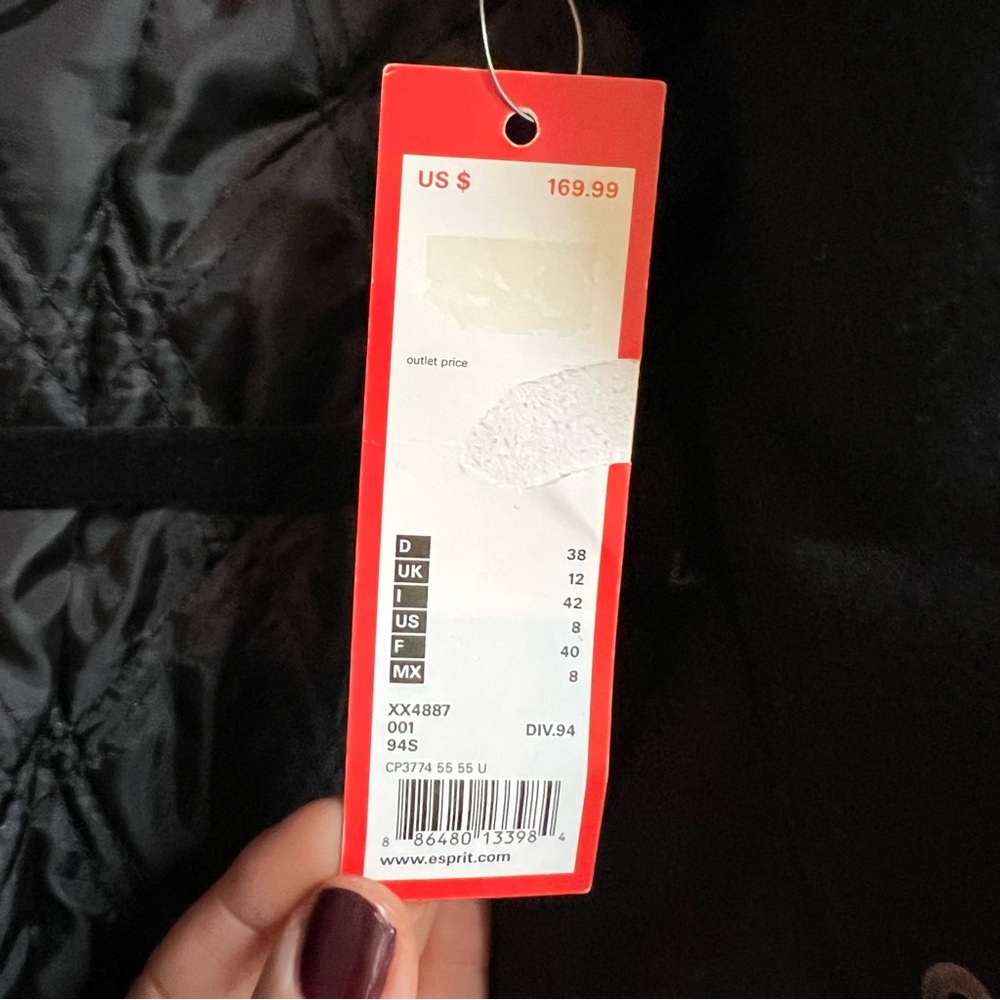 NWT ESPRIT Black Toggle Heritage Style and Zip Closure Wool Blend Pea Coat, 8 - Picture 14 of 14